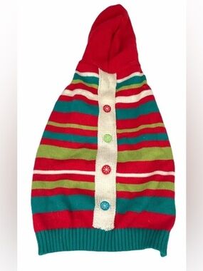 Pet Holiday Dog/Cat Red Knit Dog Sweater. Worn Once in the Montana Snow